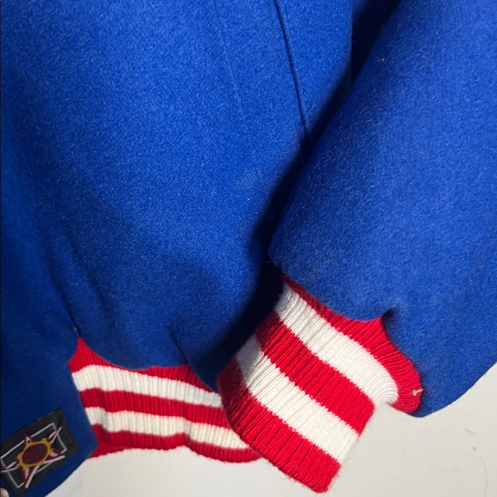 MLB Chicago Cubs JH Design Wool Blend USA Jacket With Embroided Logos Blue - Picture 8 of 14